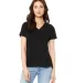 Bella + Canvas 6415 Ladies' Relaxed Triblend V-Nec in Solid blk trblnd front view