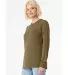 Bella + Canvas 3513 Unisex Triblend Long-Sleeve T- in Olive triblend side view