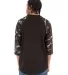 Shaka Wear SHRAGCM Adult 6 oz., 3/4-Sleeve Camo Ra in Black/ camo grn back view