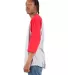 Shaka Wear SHRAG Adult 6 oz 3/4 Sleeve Raglan T-Sh in Heather gry/ red side view