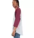 Shaka Wear SHRAG Adult 6 oz 3/4 Sleeve Raglan T-Sh in Hthr gry/ brgndy side view