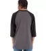 Shaka Wear SHRAG Adult 6 oz 3/4 Sleeve Raglan T-Sh in Chcrl gr ht/ blk back view