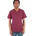 Shaka Wear SHVEE Adult 6.2 oz., V-Neck T-Shirt in Burgundy front view