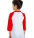 Shaka Wear SHRAGY Youth 6 oz., 3/4-Sleeve Raglan in White/ red back view
