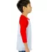 Shaka Wear SHRAGY Youth 6 oz., 3/4-Sleeve Raglan in White/ red side view