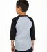Shaka Wear SHRAGY Youth 6 oz., 3/4-Sleeve Raglan in Heather gry/ blk back view