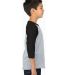Shaka Wear SHRAGY Youth 6 oz., 3/4-Sleeve Raglan in Heather gry/ blk side view