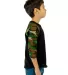 Shaka Wear SHRAGCY Youth 6 oz., 3/4-Sleeve Camo Ra in Black/ camo grn side view