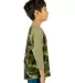 Shaka Wear SHRAGCY Youth 6 oz., 3/4-Sleeve Camo Ra in Camo green/ oliv side view