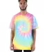 Shaka Wear SHTDSS Heavyweight Tie-Dye T-Shirt in Sherbet rainbow front view