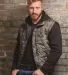 Burnside Clothing 8701 Nylon Vest with Fleece Slee Green Camo/ Black side view