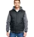 Burnside Clothing 8701 Nylon Vest with Fleece Slee Black/ Charcoal front view
