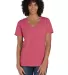Comfort Wash GDH125 Garment-Dyed Women's V-Neck T- in Coral craze front view