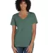 Comfort Wash GDH125 Garment-Dyed Women's V-Neck T- in Cypress green front view