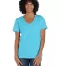 Comfort Wash GDH125 Garment-Dyed Women's V-Neck T- in Freshwater front view