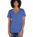 Comfort Wash GDH125 Garment-Dyed Women's V-Neck T- in Deep forte blue front view