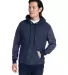 J America 8711 Aspen Fleece Hooded Sweatshirt Navy Speck front view