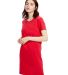 US Blanks US401 Ladies' Cotton T-Shirt Dress in Red front view
