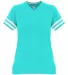 Badger Sportswear 4967 Women's Tri-Blend Fan T-Shi in Turquoise/ white front view