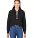 J America 8853 Women's Crop Hooded Sweatshirt in Black solid front view