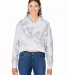 J America 8853 Women's Crop Hooded Sweatshirt in Grey tie dye front view