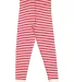 LA T 602Z Unisex Baby Rib Pajama Pant RED WHT STR/ WHT back view