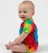 Dyenomite 340MS Infant Spiral Tie-Dyed Onesie in Rainbow side view