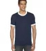 American Apparel BB410 USA-Made Unisex 50/50 Ringe in Navy/ white front view