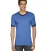 American Apparel BB410 USA-Made Unisex 50/50 Ringe in Heather lake blue/ navy front view