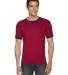 American Apparel BB410 USA-Made Unisex 50/50 Ringe in Heather red/ navy front view