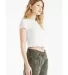 Bella + Canvas 1010 Ladies' Micro Ribbed Baby Tee in Solid wht blend side view