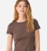 Bella+Canvas 1010 Ladies' Micro Ribbed Baby Tee in Solid cocoa blend