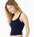 Bella + Canvas 1012 Ladies' Micro Ribbed Scoop Tan in Solid navy blend