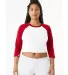 Bella + Canvas 1200 Ladies' Micro Ribbed 3/4 Ragla in White/ red front view