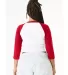 Bella + Canvas 1200 Ladies' Micro Ribbed 3/4 Ragla in White/ red back view
