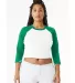 Bella + Canvas 1200 Ladies' Micro Ribbed 3/4 Ragla in White/ kelly
