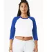 Bella + Canvas 1200 Ladies' Micro Ribbed 3/4 Ragla in White/ tr royal front view