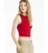 Bella + Canvas 1013 Ladies' Micro Rib Muscle Crop  in Solid red blend side view