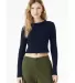 Bella + Canvas 1501 Ladies' Micro Ribbed Long Slee in Solid navy blend front view