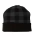 Cap America RKP12 USA-Made Plaid Beanie in Black/ dark heather grey front view