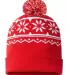 Cap America RKF12 USA-Made Snowflake Beanie in True red/ white front view