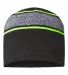 Cap America RKV9 USA-Made Variegated Striped Beani in Black/ neon yellow front view