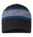 Cap America RKV9 USA-Made Variegated Striped Beani in Black/ true royal front view
