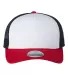 Imperial 1287 North Country Trucker Cap in White/ red/ dark navy front view