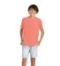 Delta Apparel 65900 Youth Short Sleeve 5.5 oz. Tee in Coral heather front view