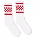 Socco Socks SC300 USA-Made Checkered Crew Socks in White/ red front view