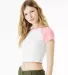 Bella + Canvas 1201 Ladies' Micro Ribbed Raglan Ba in White/ pink side view