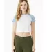 Bella + Canvas 1201 Ladies' Micro Ribbed Raglan Ba in White/ baby blue