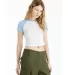 Bella + Canvas 1201 Ladies' Micro Ribbed Raglan Ba in White/ baby blue
