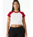 Bella + Canvas 1201 Ladies' Micro Ribbed Raglan Ba in White/ red front view